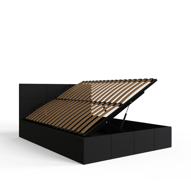 Basso Upholstered Ottoman Storage Bed, Black, Small Double (4')