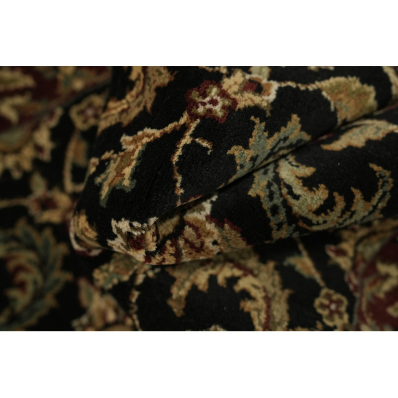 Élégant tapis de couloir Agra noir et bourgogne pour les intérieurs élégants 2 x 13