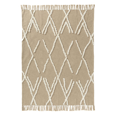 Handwoven Tufted Cotton Throw Blanket