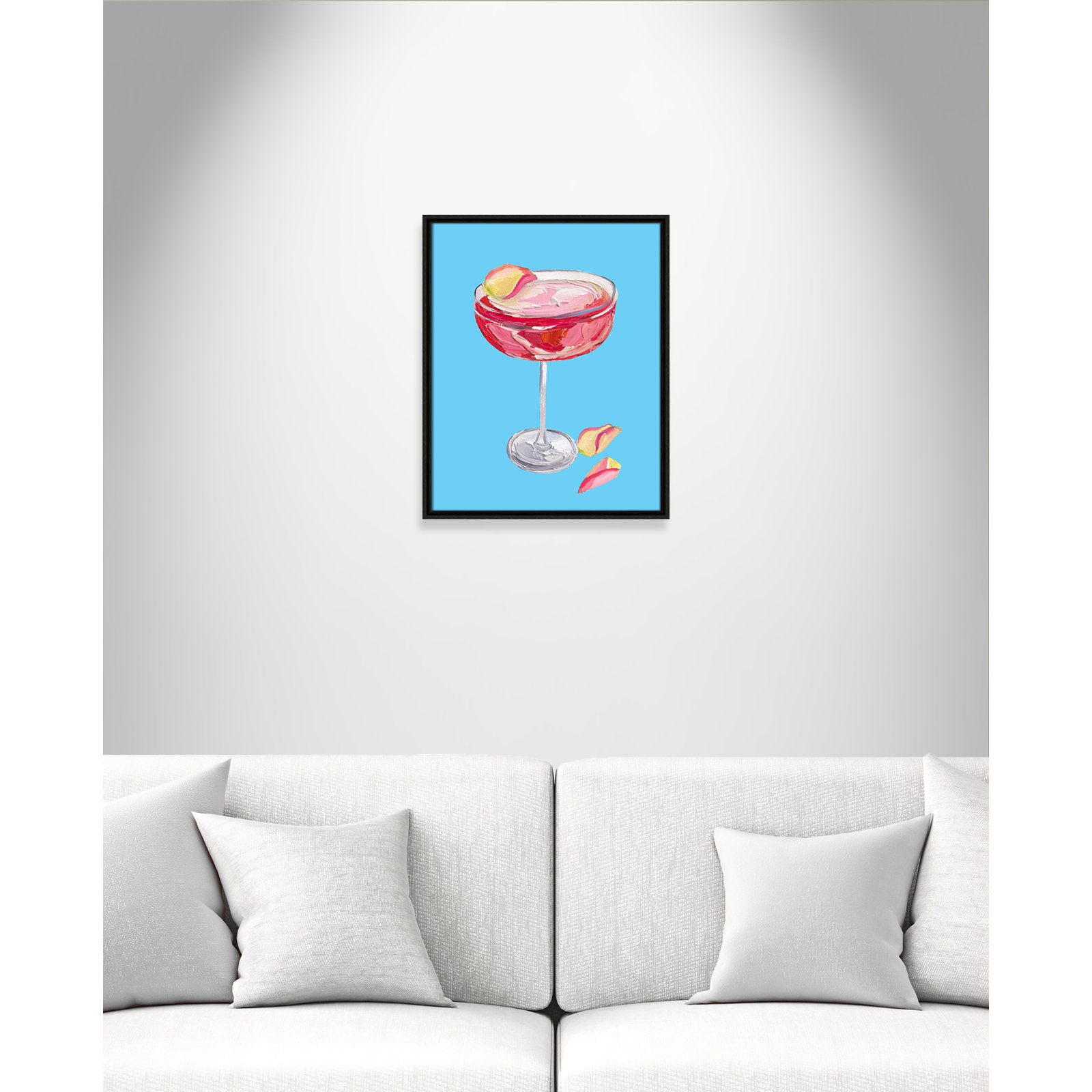 Sparkling Rose Gin Cocktail Print by Straker, 21.5" H x 17.5" W, Espresso Floater