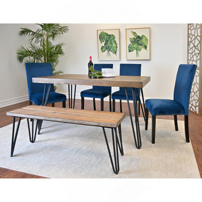 6-Piece Dining Set, Hairpin Dining Table With 4 Chairs And Bench, 3 Color Options