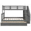 Lit superposé simple au-dessus d'un lit double avec tiroir, garde-corps et rangement Stairway, gris-1796128689