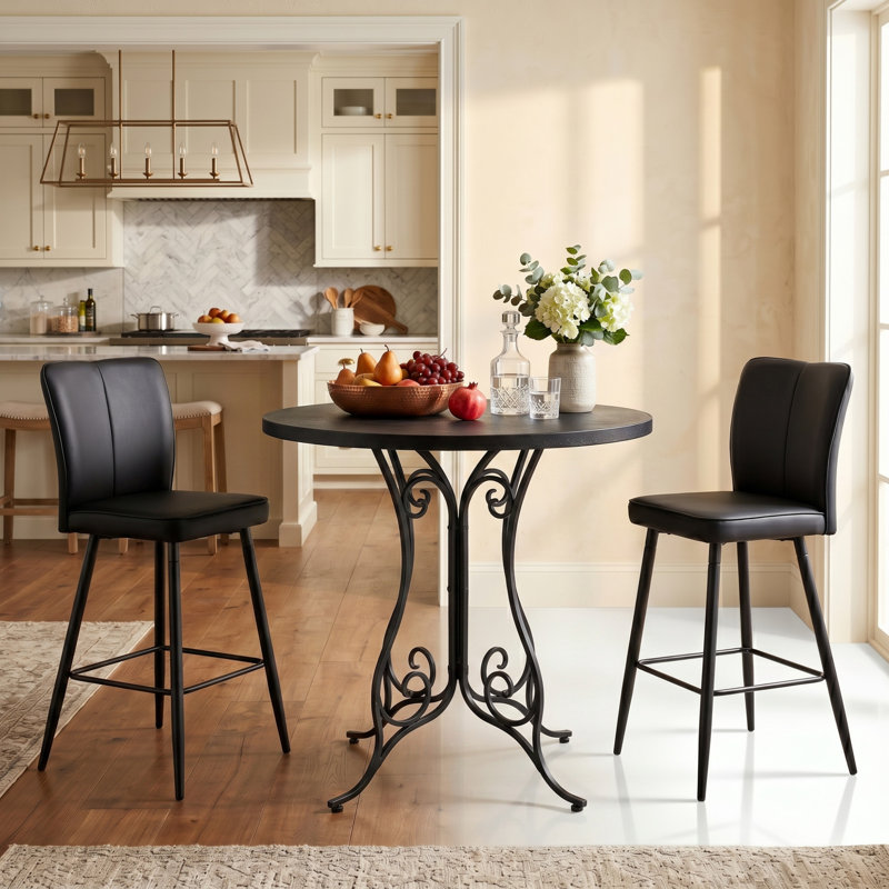 Ensemble de chaises de bar modernes de 40 po de hauteur, tabouret de cuisine à hauteur de comptoir, cuir synthétique (ensemble de 2)