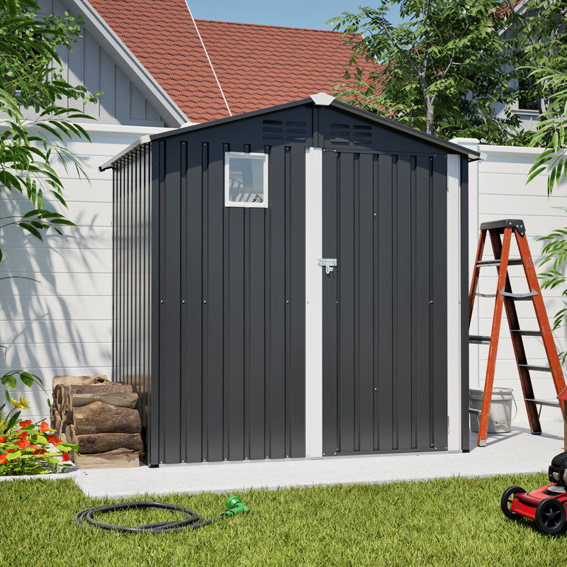 6x4 Ft Outdoor Metal Storage Shed for Garden Tools with Door Lock For Garden Patio Furniture AndTools