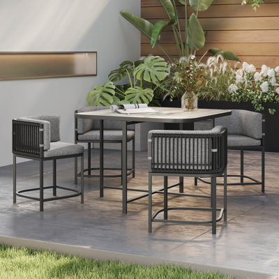Square 5 - Piece 4 - Person 39.4Cm L Outdoor Table Set