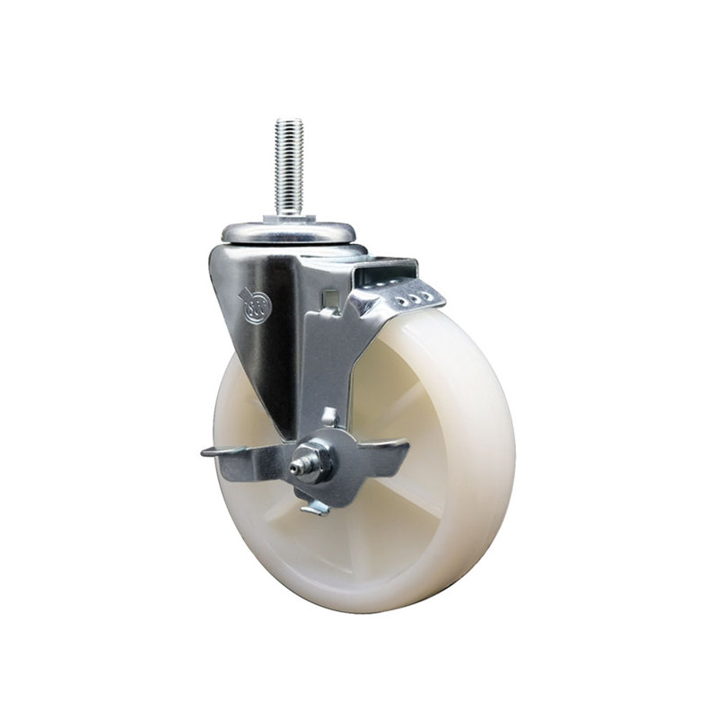 Ensemble de roulettes à tige filetée pivotante de 1/2 pouce avec frein SCC