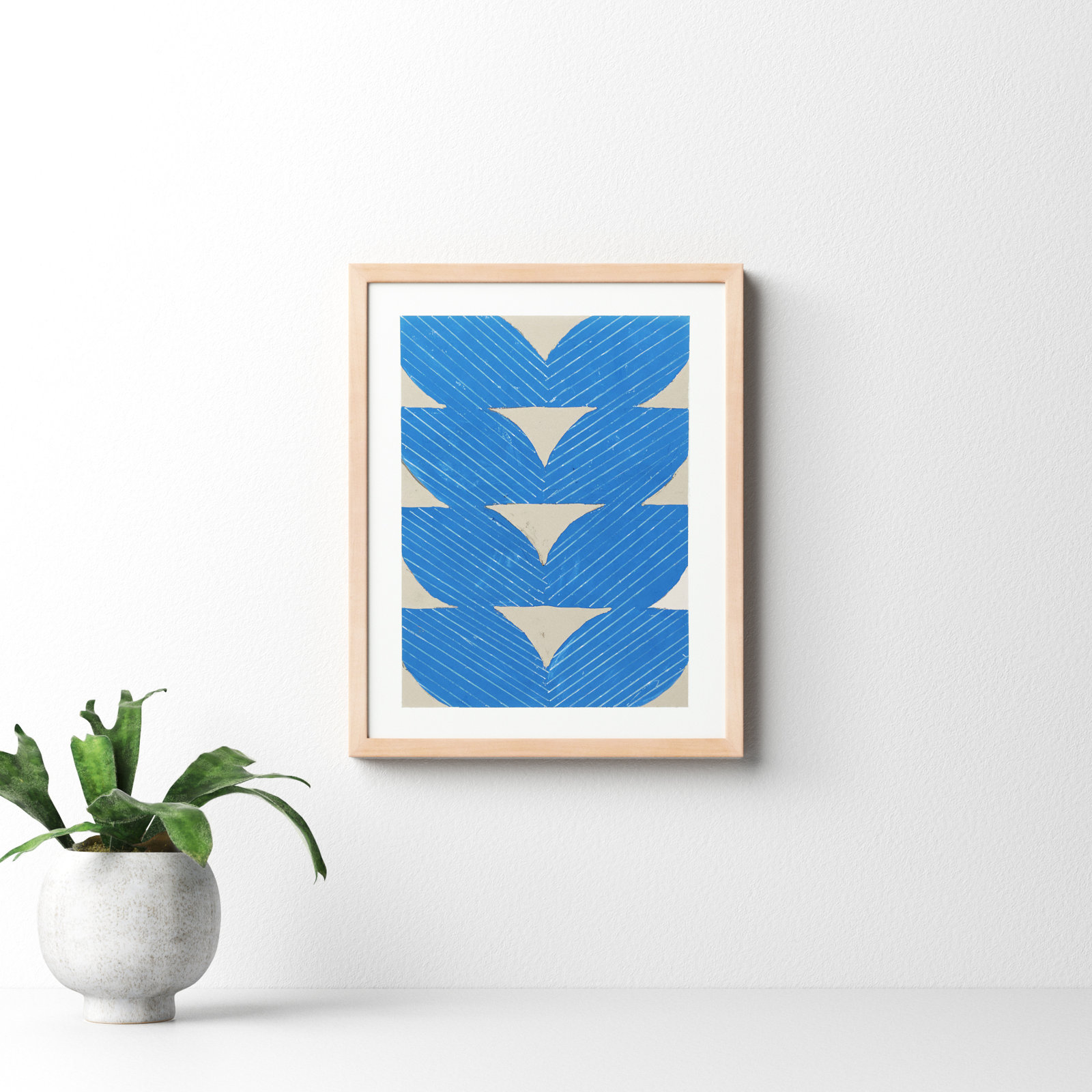 Blue Chevron "Blue Chevron" Painting, 50" H x 40" W x 1.25" D, Brown