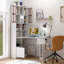 Bureau d'ordinateur d'angle en L pour bureau à domicile ou bureau d'étude, table d'étude de style moderne avec tiroirs, bibliothèque et huche, conception en L 2 en 1, grand espace de travail, blanc