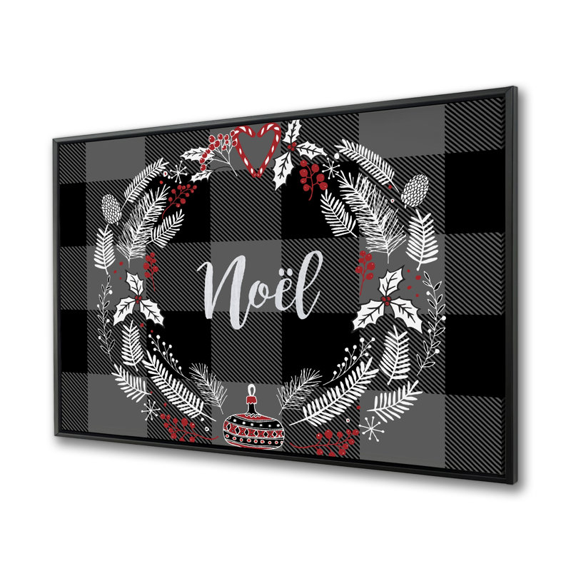 Couronne de Noël - Toile encadrée noire