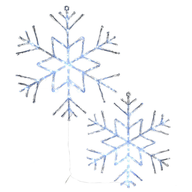 The Holiday Aisle® 6-Point Star Ice Crystal Snowflake Pair with LED Lights