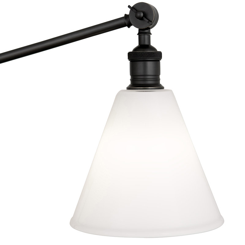Alloy Table Lamp, White, Glass, Deep Patina Bronze