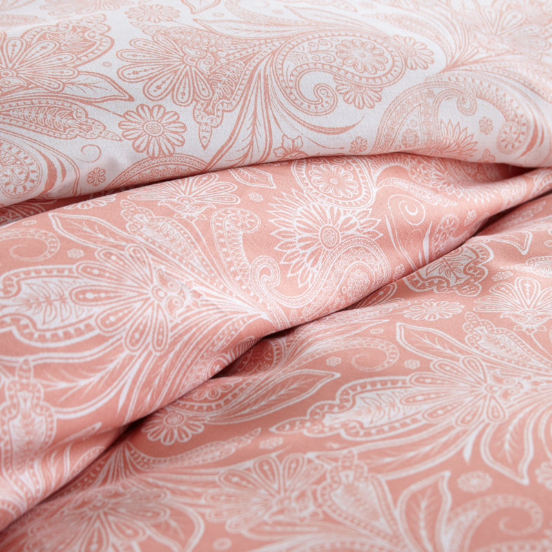 Coral Paisley Reversible Microfiber Full/Queen Duvet Cover Set