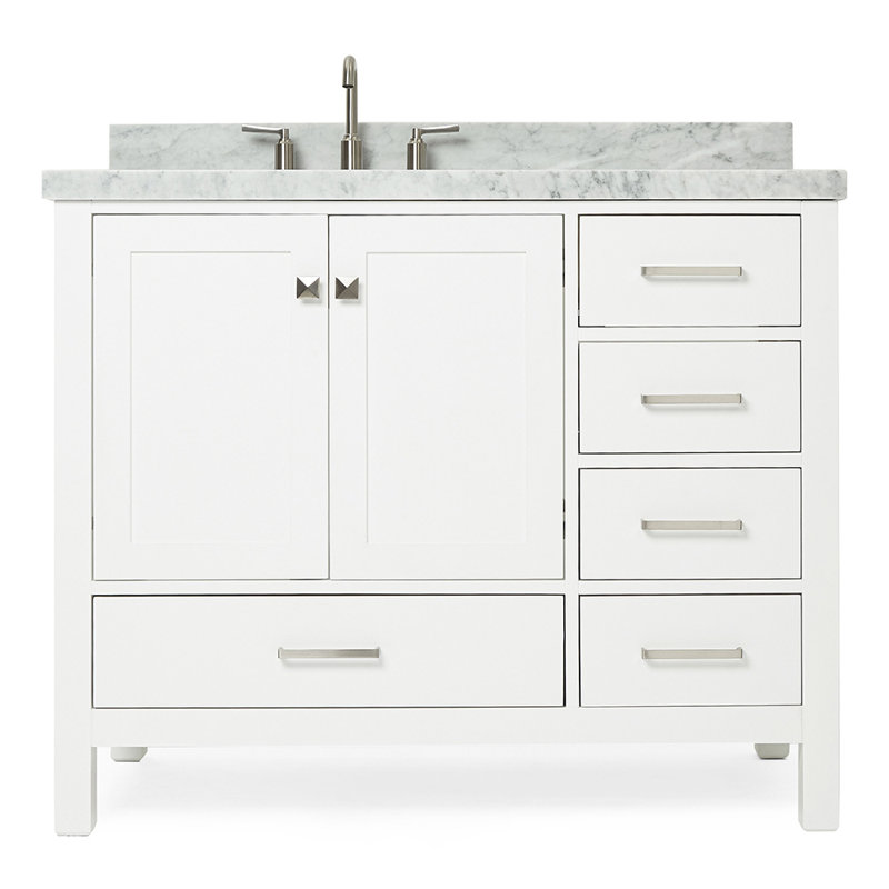 Ensemble de meuble-lavabo simple 43 po Cambridge, Left, Ovale, Blanc
