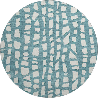 Premium Machine Washable Prisco Teal Rug