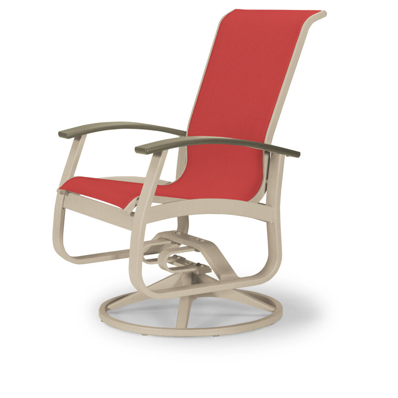 Belle Isle Outdoor Dining Armchair, Beachwood P40, Textured Beachwood, Red 1D Sunbrella®