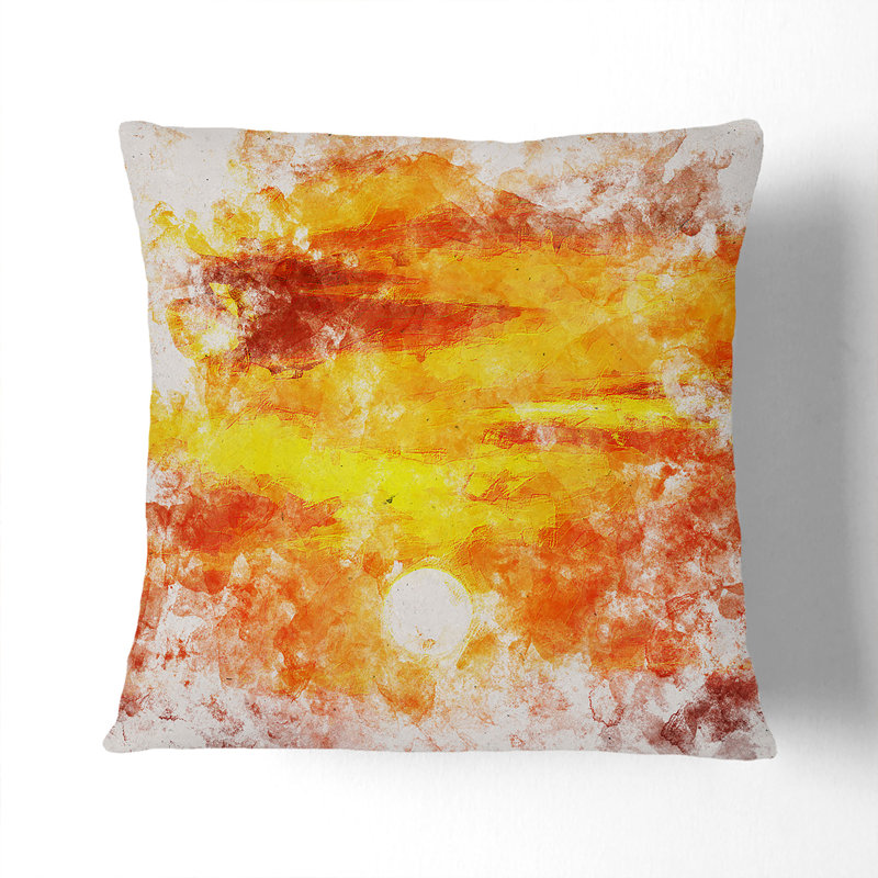 Striking Sunset Cushion with Filling, 40cm H x 40cm W x 15cm D, White