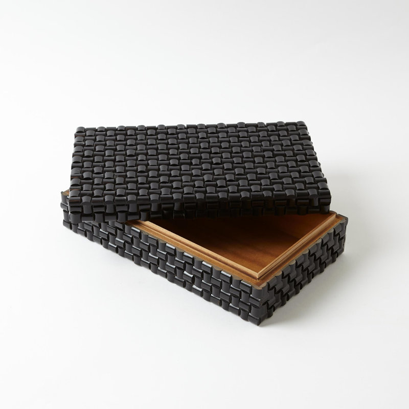 Horn Box Woven Black, 3" H x 7" W x 12" D