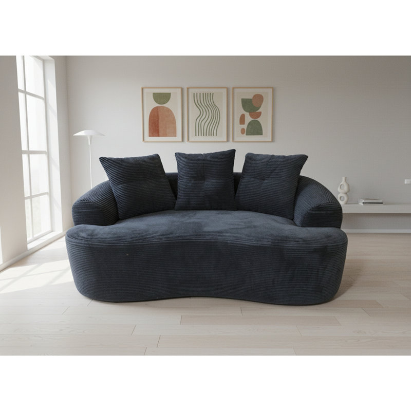 65.35" Curved Loveseat Sofa with Pocket Spring Cushions for Soft Seating, Black