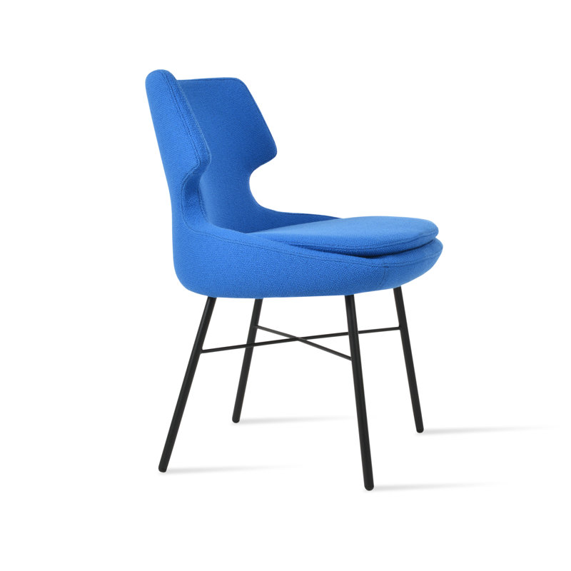 Patara Cross Side Chair, Boucle Blue