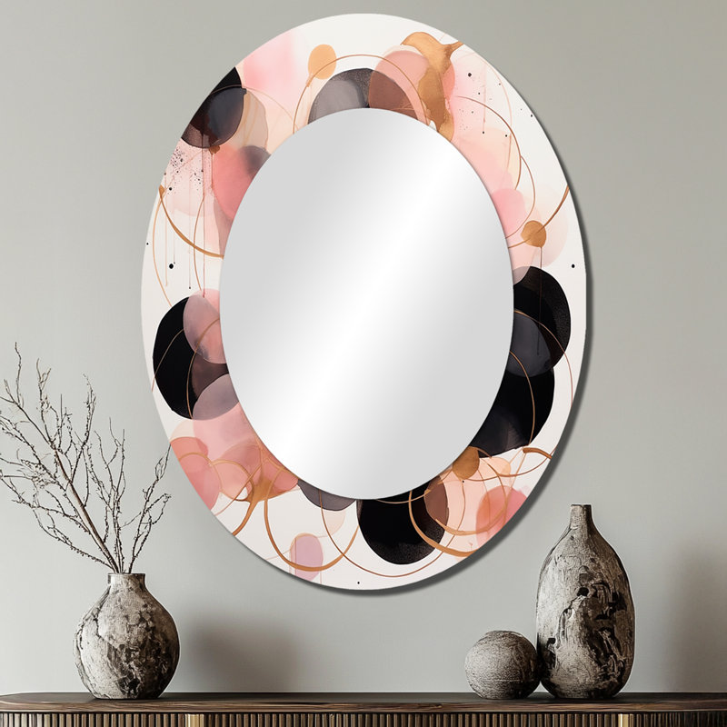 Dreams Of The Heart Watercolor Vintage Pink Gold - Large Oval Wall Mirror On Metal, 40" x 30"