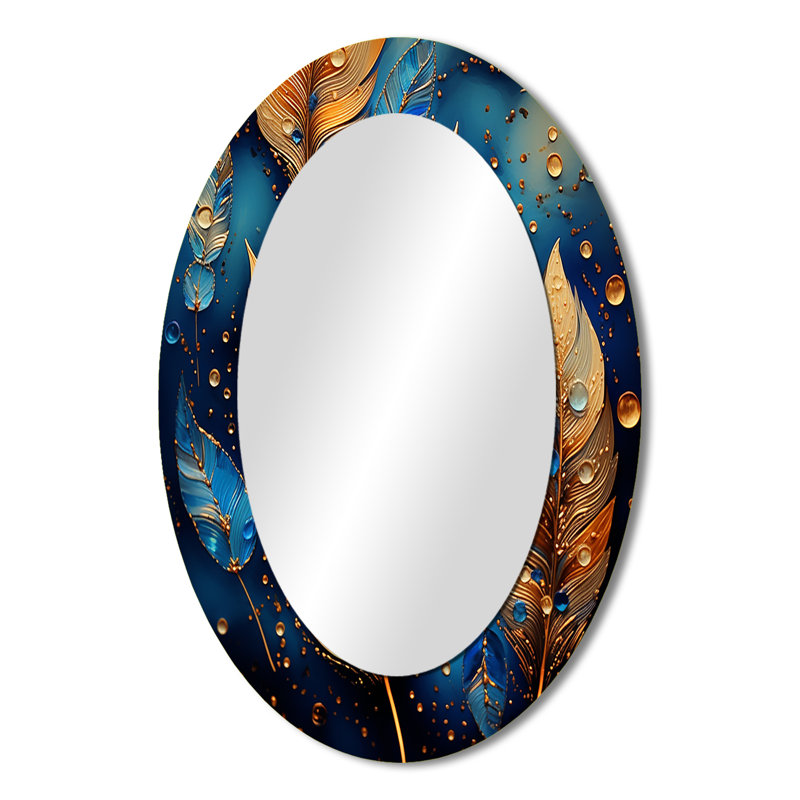 Miroir mural Boho Glam Gold Feathres On, 36 po x 24 po