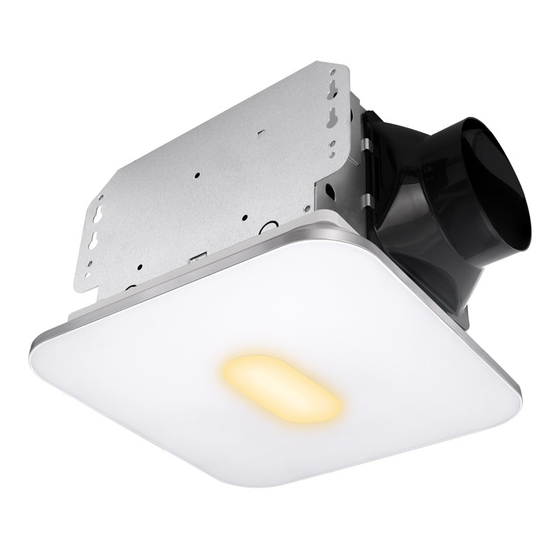 90 CFM Energy Star Bathroom Ventilation with Lighting Square Exhaust Night Light Fan Bathroom Fan, Silver