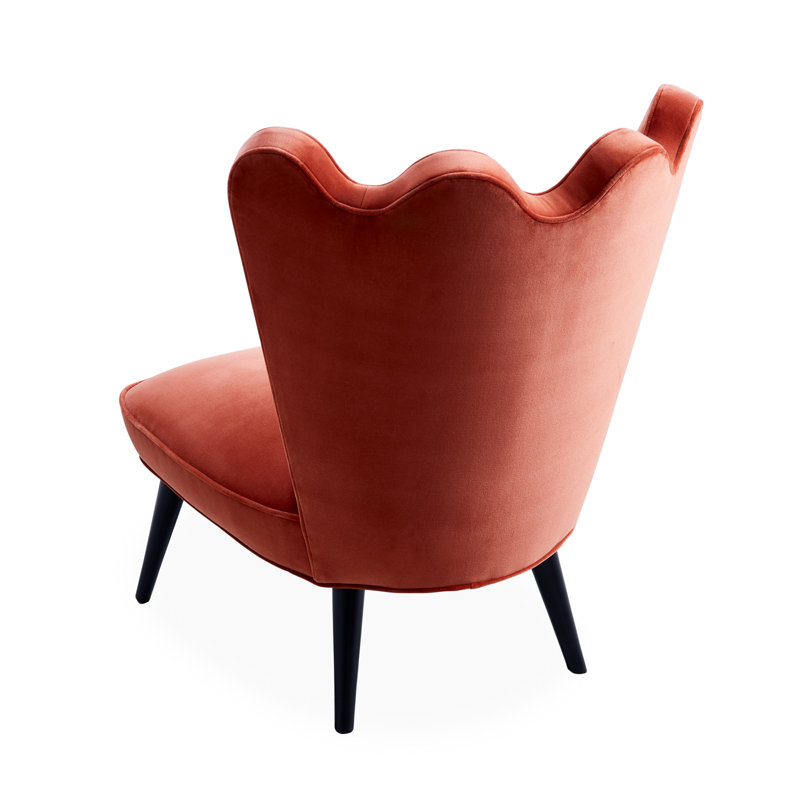 Devere Creme Velvet Slipper Accent Chair with Maple Legs