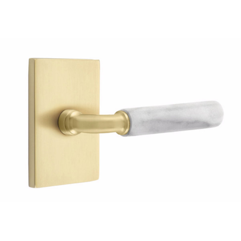 Select Single Dummy Door Lever, Satin Brass/White Marble