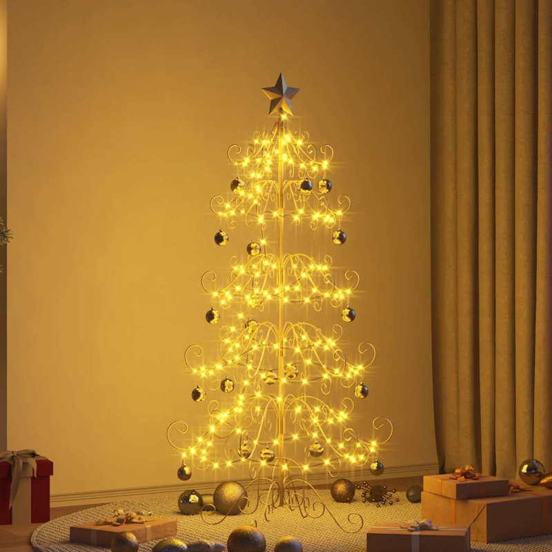  Metal Christmas Tree with Stand Powder-coated steel, 4.92' H, Gold