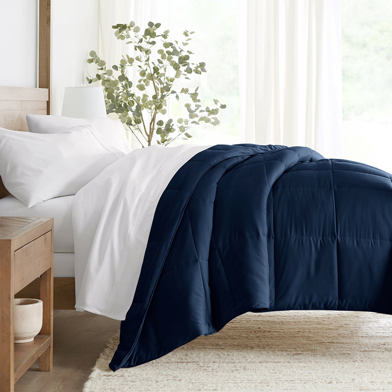 Comforter Solid Color Lightweight Microfiber All Season Down-Alternative Ultra Soft Bedding, Twin, Navy