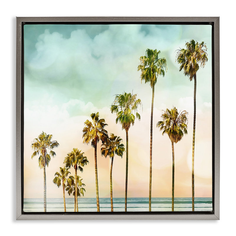"Tropical Beach Palm Trees Grain", art mural sur toile flottante par Devon Davis, H 25 po x l 25 po