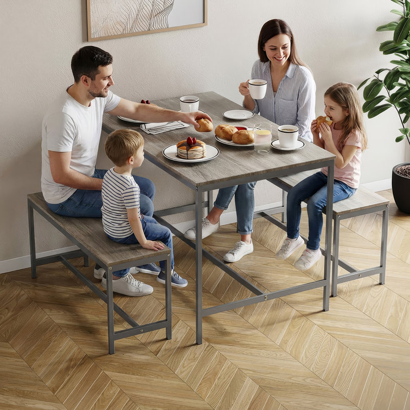 Abneer 4 - Person Dining Set, Oak, Oak, Oak