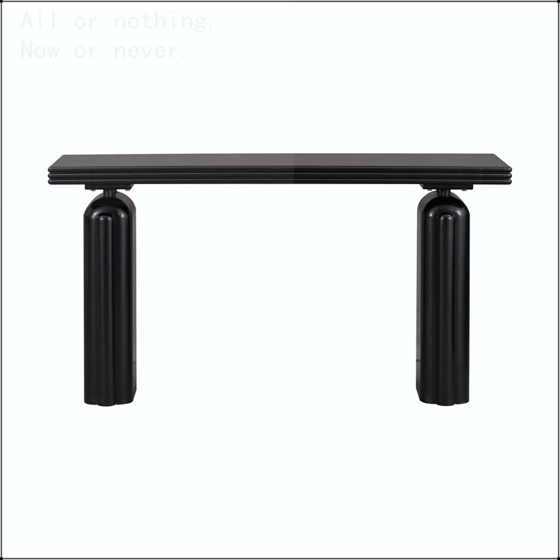 Console chic en placage d'acacia avec silhouette incurvée, Noir
