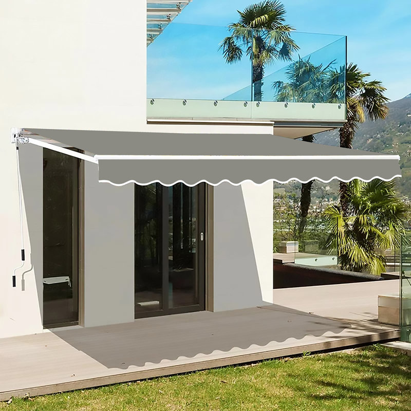 Auvent de terrasse à inclinaison manuelle, Gris, H 6 po x l 98,4 po x P 78,7 po