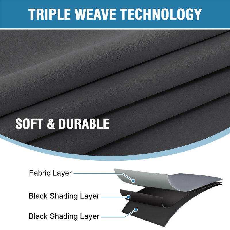 100% Blackout Curtains for Bedroom with Liner Full Room Darkening Curtains Thermal Insulated Back Tab/Rod Pocket Window Drapes for Living Room, 2 Panels