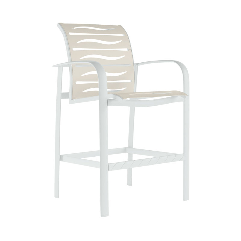 Laguna Outdoor Bar Stool, Snow, Parchment