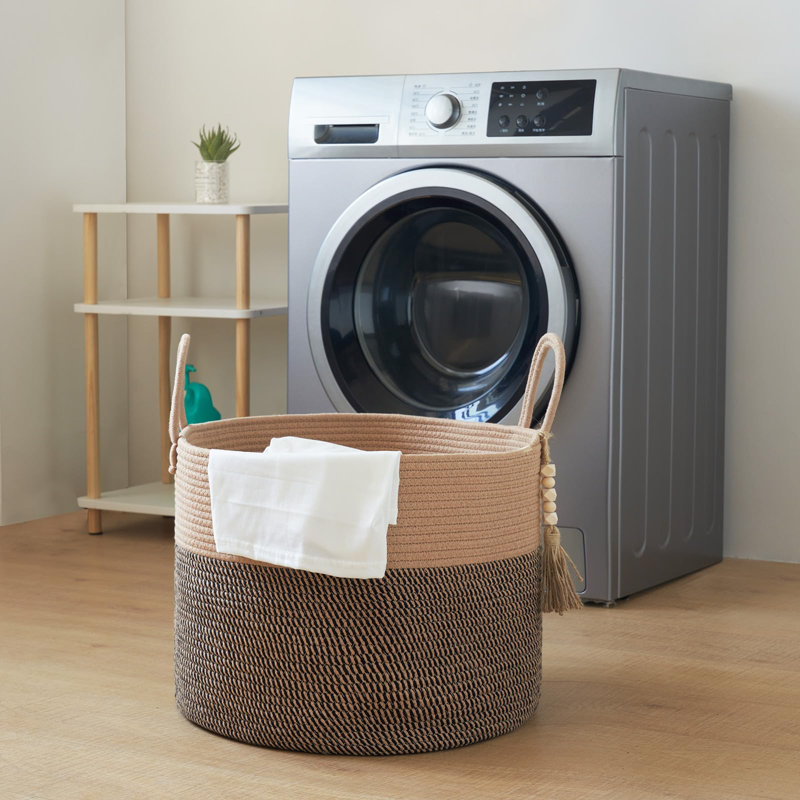Laundry Hamper with Handles, Brown Mix