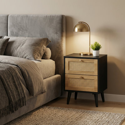 Anisjon & Rattan 2 Drawer Bedside Table