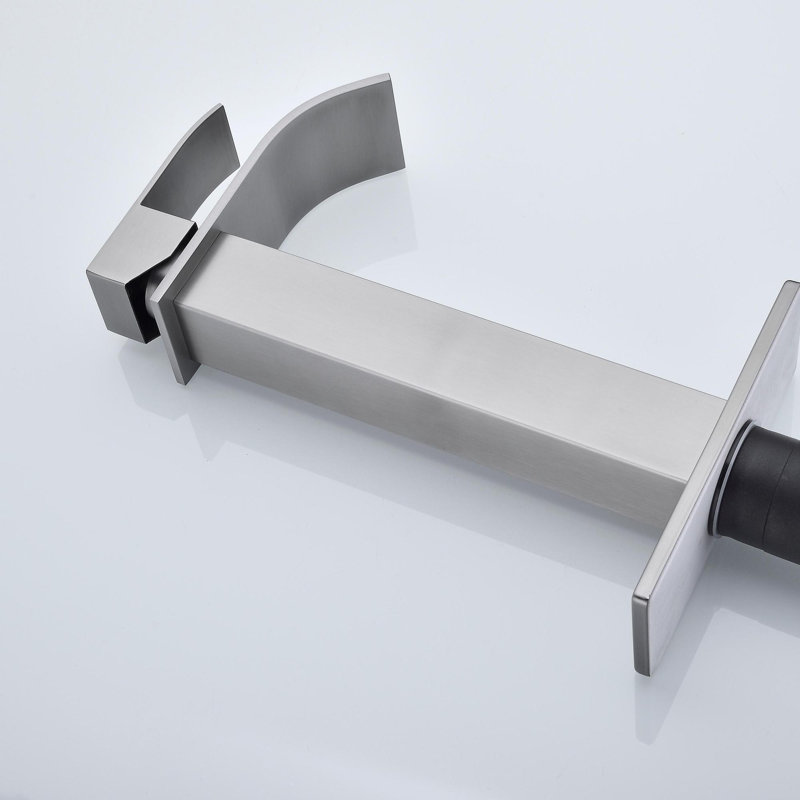 Robinet de lavabo de salle de bain à poignée simple avec bonde escamotable Waterfall, Nickel brossé