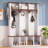 Farmhouse Wooden Style Hall Tree With Arched Design, Practical Entryway Walnut Storage Bench With 5 Black Hooks, Minimalist 4-In-1 Hallway Shoe Cabinet With 7 Cubbies-1055991848