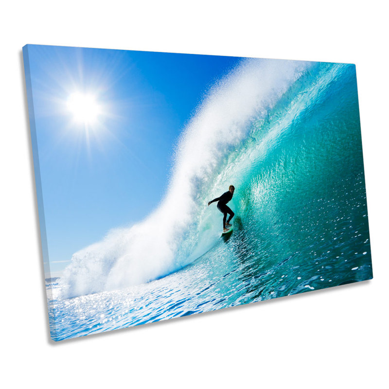 Surfer Beach Wave Surf - Wrapped Canvas Print, 30.5cm H x 45.7cm W x 2cm D