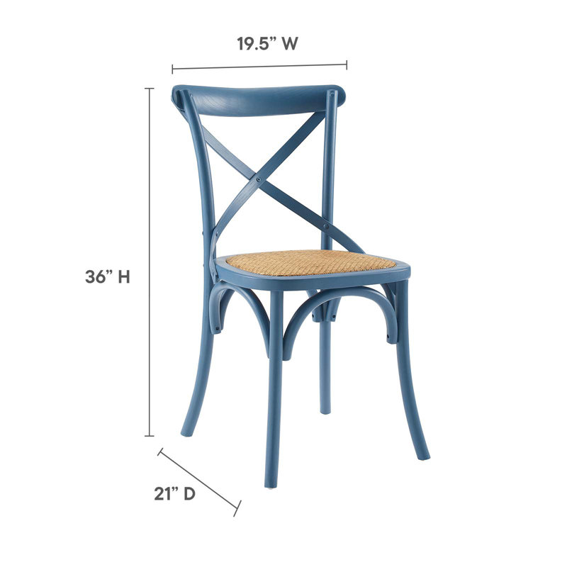 Harbor Rustic Cross-Back Solid Elm Wood Dining Side Chair