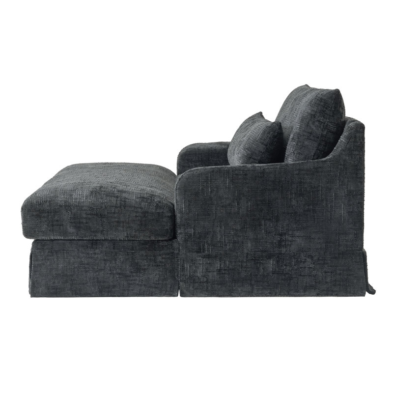 Canapé-lit en chenille, canapé Cama de 59,5 pouces, canapé-lit, canapé causeuse, canapé décontracté avec surface texturée et deux coussins, convient au salon, noir