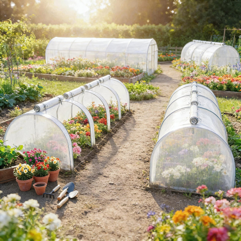 Portable Wide Mini Greenhouse With Four Roll-Up Doors For Easy Plant Care And UV Protection