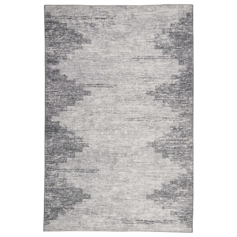 Power Loomed Polyester Diamond Border Rug, Rectangle 7'6" x 9'6"