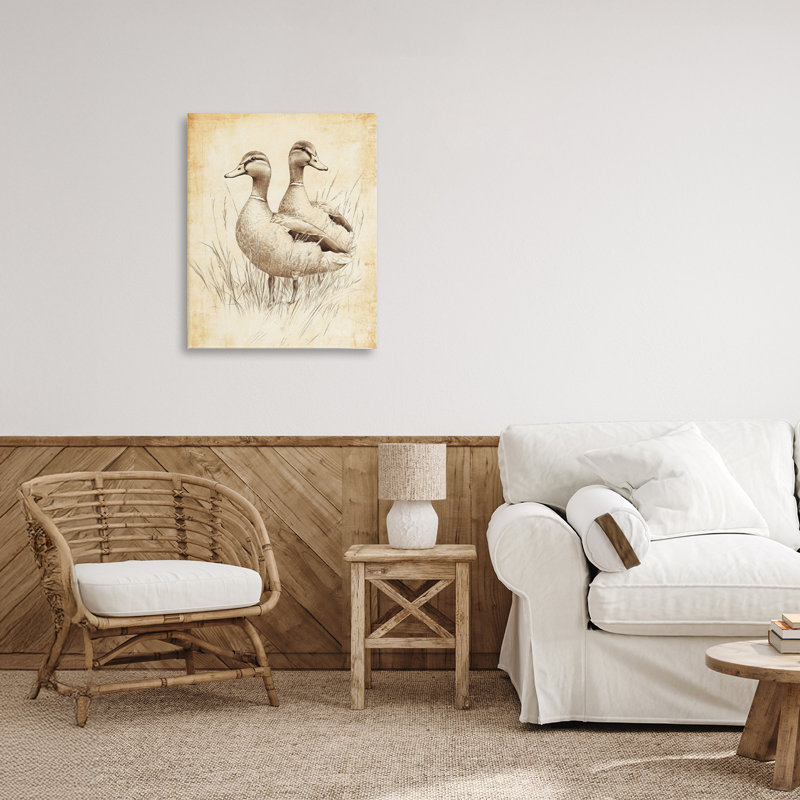 Paire de canards rétro, conception par Petal Prints Design, H 20 po x l 16 po