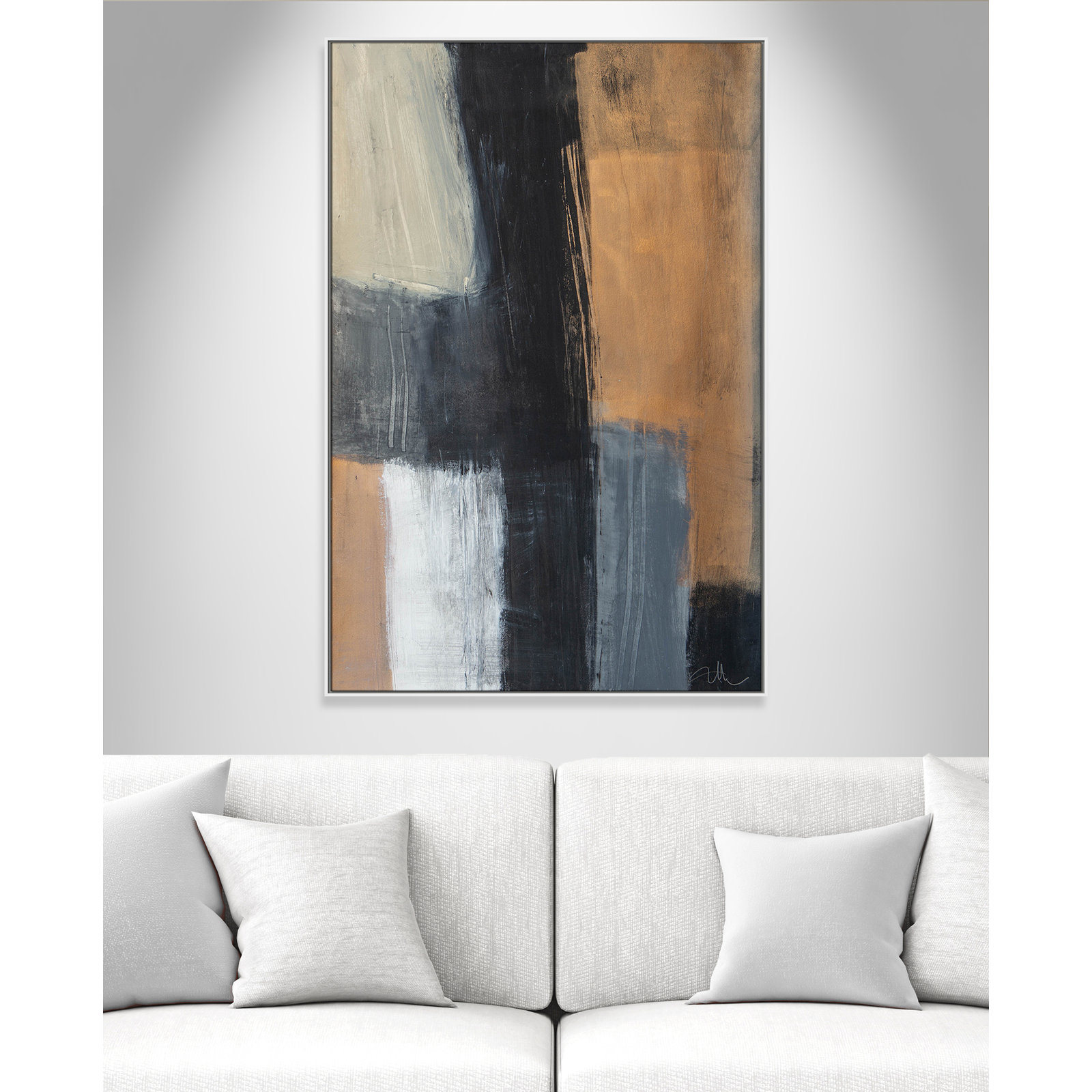 Calderon "Metallic Slate II" Print, 61.5" H x 41.5" W x 2" D, White Floater Framed, No Mat