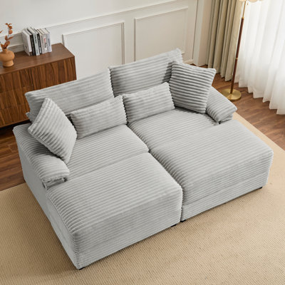 Double Chaise Lounge Set with Reversible Ottoman