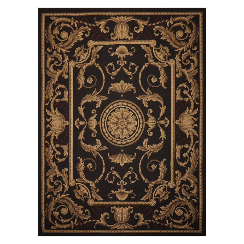 Tapis en laine tissé à la main 8 pi 9 po x 12 pi chocolat