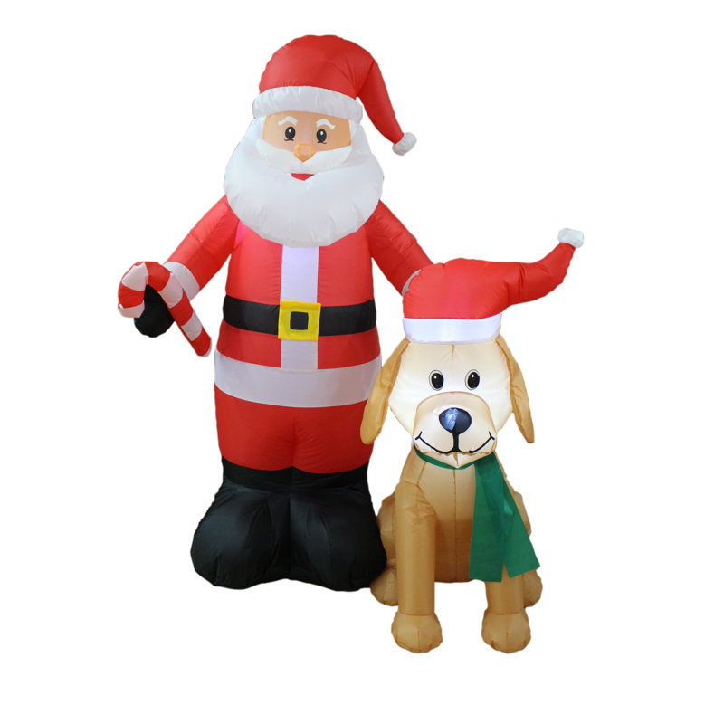 Décoration de jardin gonflable de Noël pour jardin gonflable de Noël avec canne de bonbon et chien